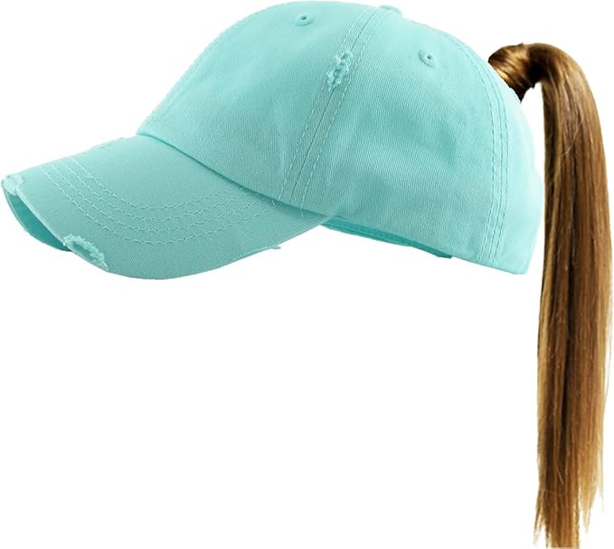 Classic Plain Ponytail Messy High Bun Headwear Adjustable Cotton Trucker Mesh Glitter Hat Baseball Cap