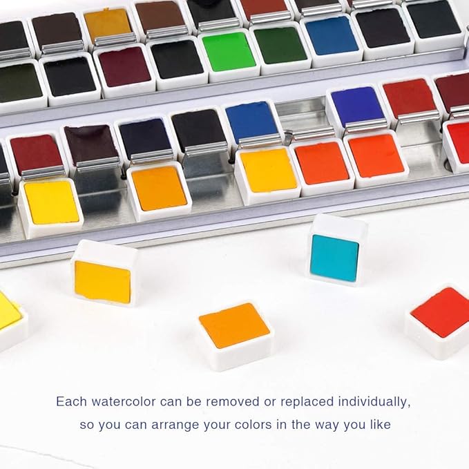 Paul Rubens Artist Grade Watercolor Paint, 48 Colors Solid Cakes - Image 6