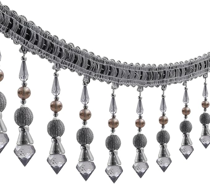 3yards Beading Fringe Trimming Long Beads Tassel Curtain Trim Ribbon Trim - Image 3