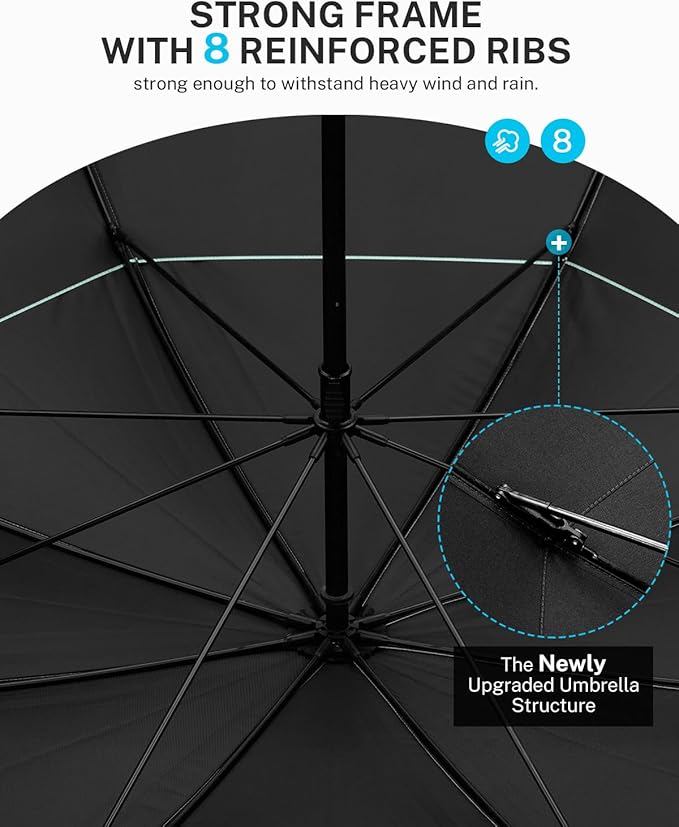 Gonex 54/62/68/72/80 Inch Extra Large Golf Umbrella, Automatic Open Travel Rain Umbrella with Windproof Water Resistant Double Canopy, Oversize Vented Umbrellas for 2-3 Men and UV Protection, Multiple Colors