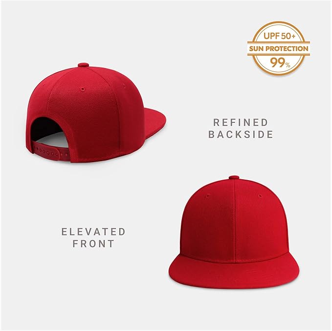 CHOK.LIDS Flat Bill Visor Classic Snapback Hat Blank Adjustable Brim High Top End Trendy Color Style Plain Tone Baseball Cap