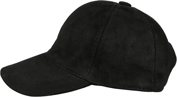 Suede Leather Baseball Cap – Unstructured 6 Panel Adjustable Strapback Hat for Men & Women