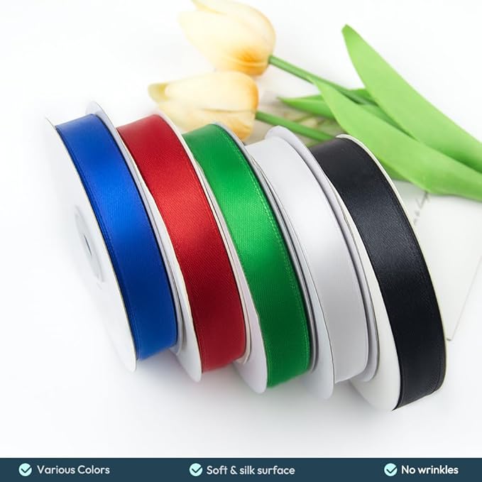 KMER LIFE 5/8" Wide x 50 Yards Navy Blue Polyester Satin Ribbon - Image 5