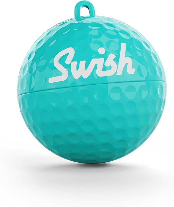 Swish Portable Golf Ball Cleaner - Compact Golf Ball Cleaning Kit & Golf Bag Accessory - Quick & Simple Cleaning with Clip-On Design and Separate Belt Towel, Ideal Golf Gift for Men & Women