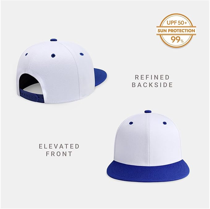 CHOK.LIDS Flat Bill Visor Classic Snapback Hat Blank Adjustable Brim High Top End Trendy Color Style Plain Tone Baseball Cap