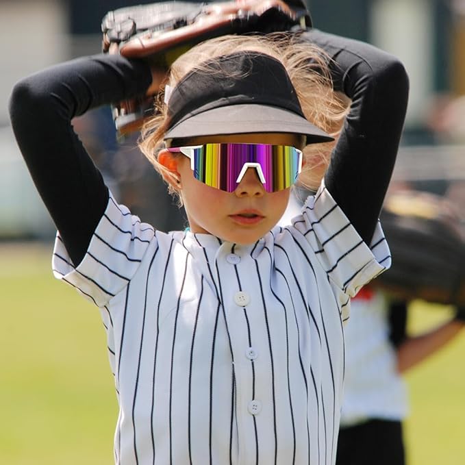 FEISEDY Kids Sunglasses Youth Baseball Sun Glasses, UV400 Sports Teens Cycling Shades for Boys Girls Age 8-16 B0048