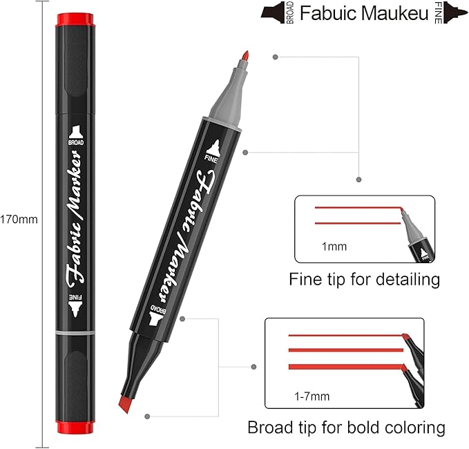 Shuttle Art Fabric Markers Pens, 40 Colors Dual Tip Fabric Markers Permanent No - Image 2