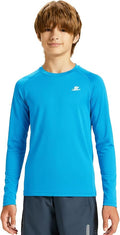 DEVOROPA Youth Boys Compression Shirt Long/Short Sleeve Football Baseball Undershirt Quick Dry Kids Sports Baselayer Crewneck