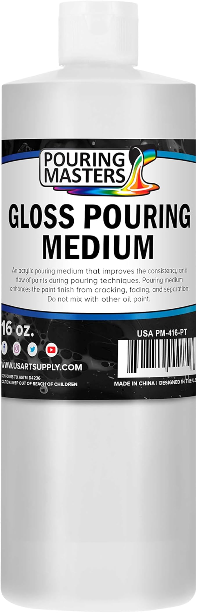 U.S. Art Supply Professional Gloss Pouring Medium 16oz by USArtSupply