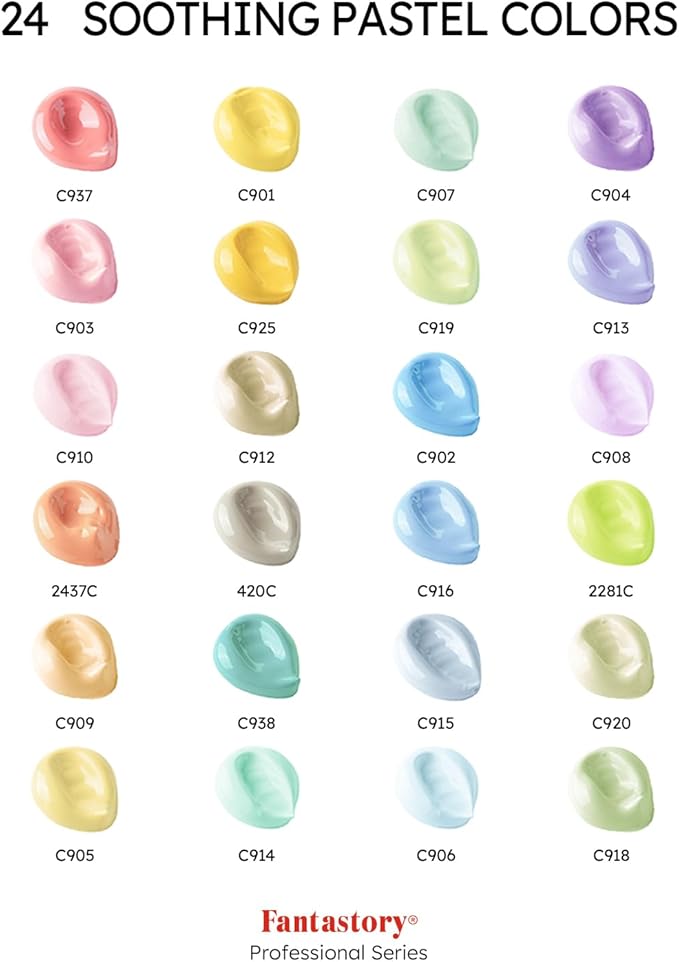 Fantastory Pastel Acrylic Paint Set+12 Brushes, 24 x 2oz Pastel Colors Art - Image 2