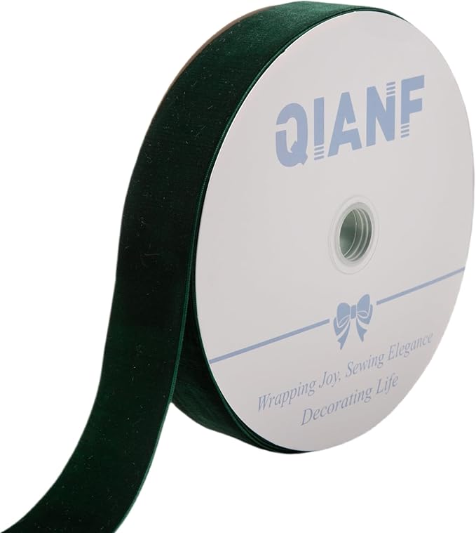 Hunter Green Velvet Ribbon, 1 1/2-Inch by 25-Yard Spool by QIANF