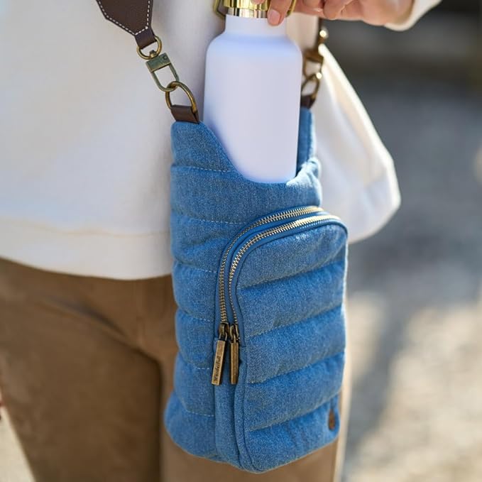 WanderFull® Original HydroBag® Collection, Water Bottle Holder, Gift for Women, Mom, Girlfriend, w/Strap & Phone Pocket, Hands-Free Crossbody Water Bottle Bag