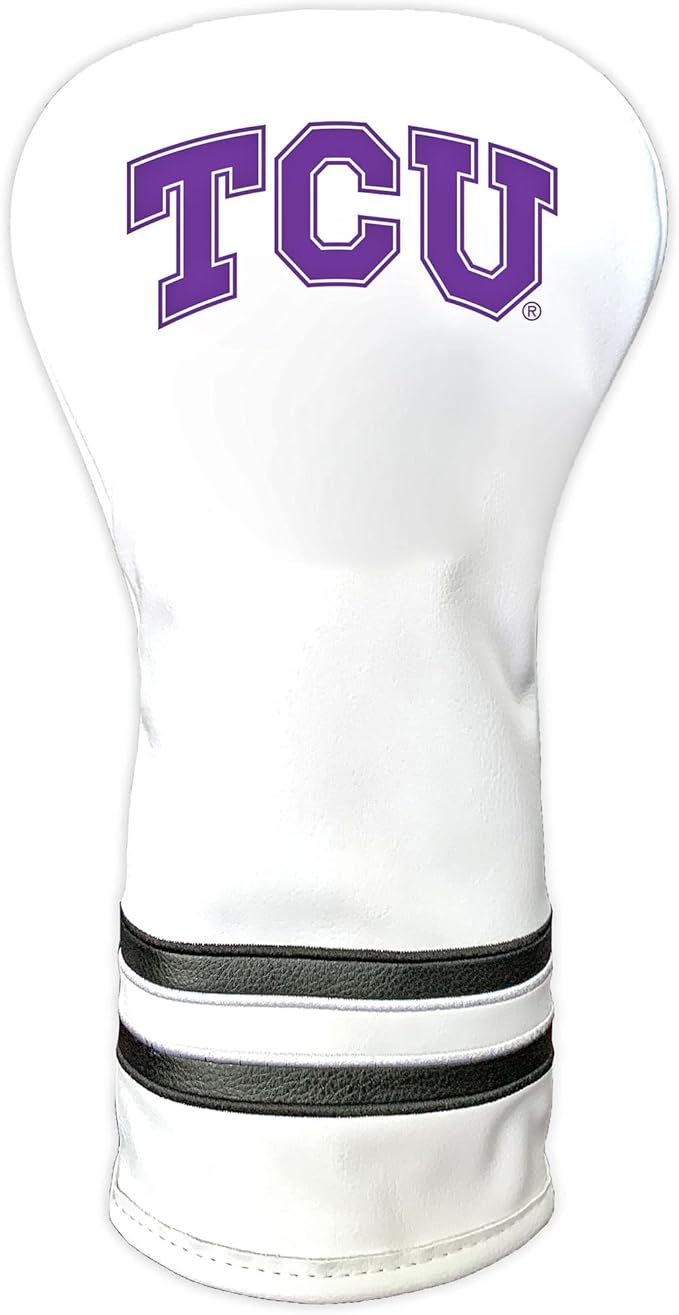 Team Golf NCAA White Vintage Driver Golf Club Headcover, Form Fitting Design, Retro Design