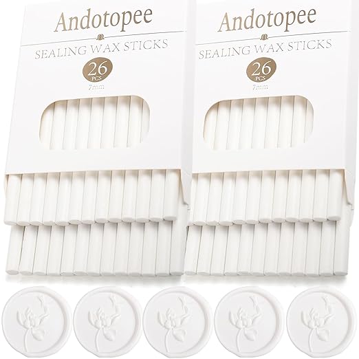 52pcs White Sealing Wax Sticks for Seal Stamp, Premium Glue Gun Sticks for by Andotopee