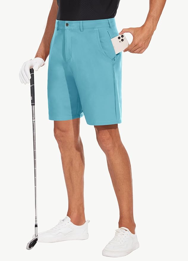 JWM Mens 7"/9" Stretch Golf Shorts - Lightweight Hybrid Casual Dress Work Flat Front Shorts with 5 Pockets Quick Dry UPF50