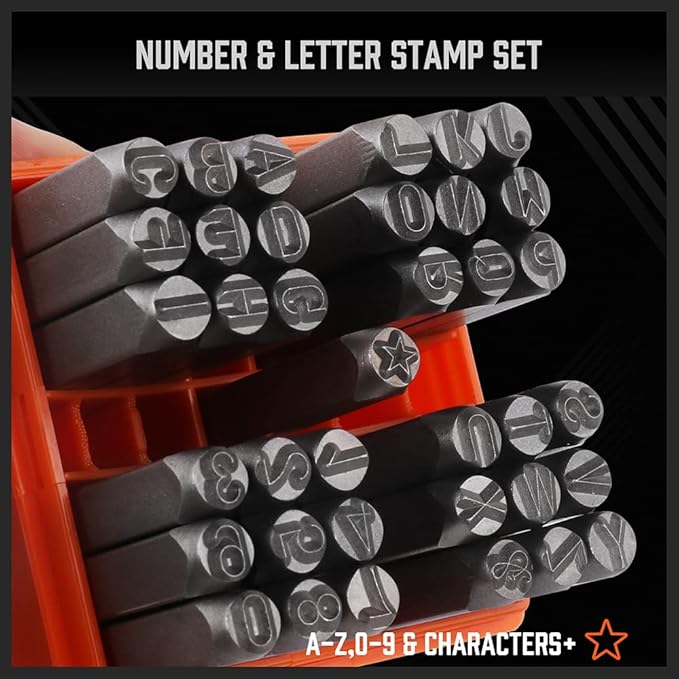 HORUSDY 37-Piece Number and Letter Stamp Set 1/4 Punch Perfect - Image 3