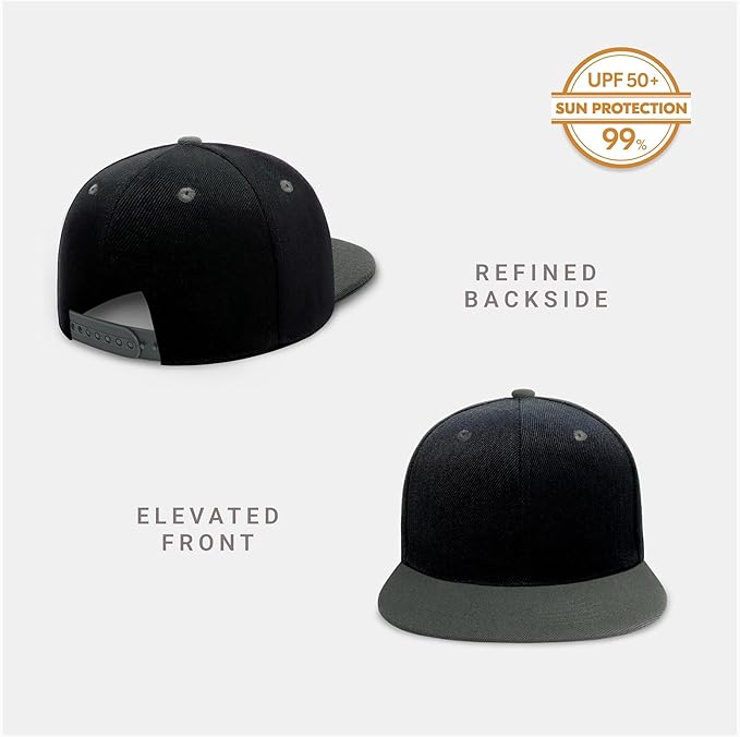 CHOK.LIDS Flat Bill Visor Classic Snapback Hat Blank Adjustable Brim High Top End Trendy Color Style Plain Tone Baseball Cap