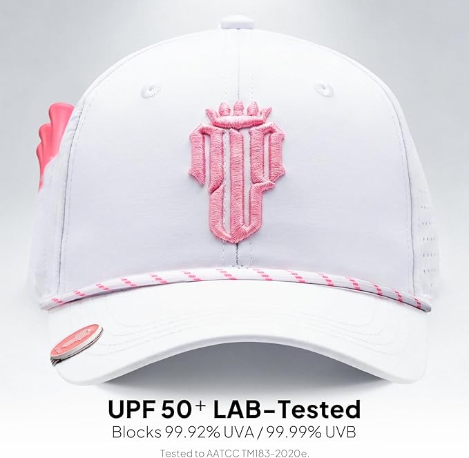 NJF Golf Hat Men - Breathable Mens Golf Hats, Adjustable Rope Hook and Loop Style Cap, Convenient Cap with Tee Holder