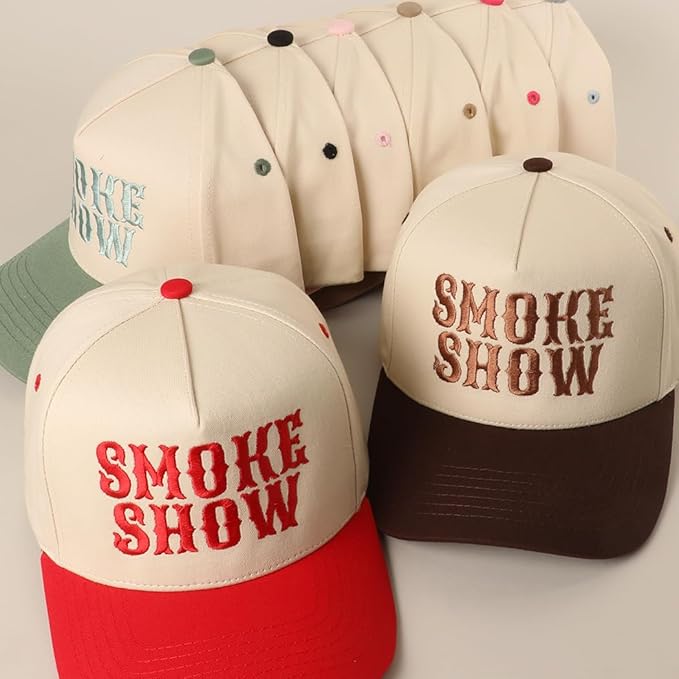 MIRMARU Two-Tone Vintage Canvas Trucker Hats for Men & Women, Adjustable Size Baseball Caps with Trendy Embroidered Design