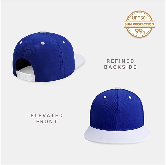 CHOK.LIDS Flat Bill Visor Classic Snapback Hat Blank Adjustable Brim High Top End Trendy Color Style Plain Tone Baseball Cap