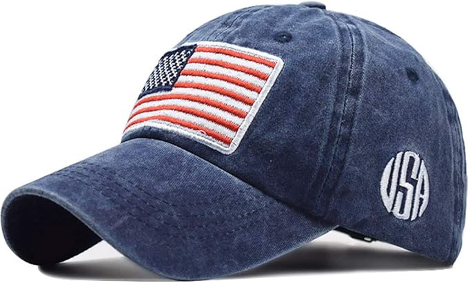 Mealah Men's American-Flag Baseball-Cap Embroidery - Washed Adjustable USA Dad Hat for Women