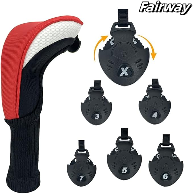 Golf Club Head Covers for Woods 3/4/5/6 Pieces Long Neck Mesh Sports Golf Club Headcovers Set with Interchangeable No. Tags 3 4 5 6 7 X Golf Accessories for Men Women