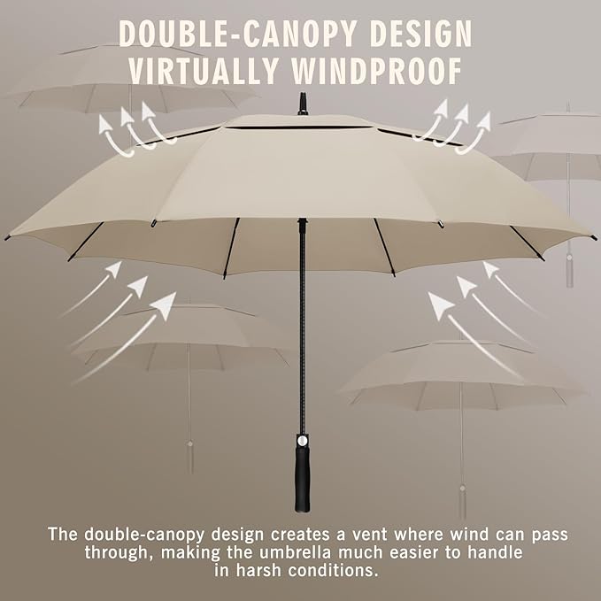 ZOMAKE Golf Umbrella Windproof, Extra Large Oversized Heavy Duty Double Canopy for Rain, Sports Games & Push Cart(51/54/62/68/72Inch)