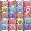 Eccliy 20 Pcs Mandala Makeup Bag Cosmetic Bag Canvas Gifts Colorful Mandala Themed Accessories for Girls Toiletry Pouch with Zipper for Women Party Shopping Home Travel, 9 x 7 Inch