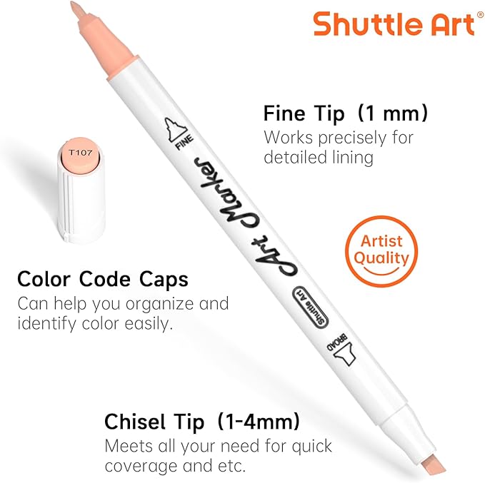 Shuttle Art 30 Colors Skin Tone&Hair Art Markers, Dual Tip Alcohol Based Flesh - Image 3