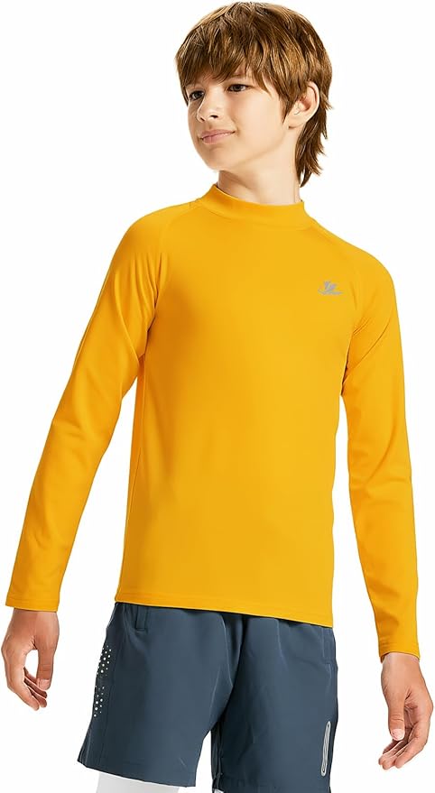 DEVOROPA Youth Boys Compression Thermal Shirt Long Sleeve Kids Fleece Baselayer Soccer Baseball Undershirt Slim/Regular/Husky