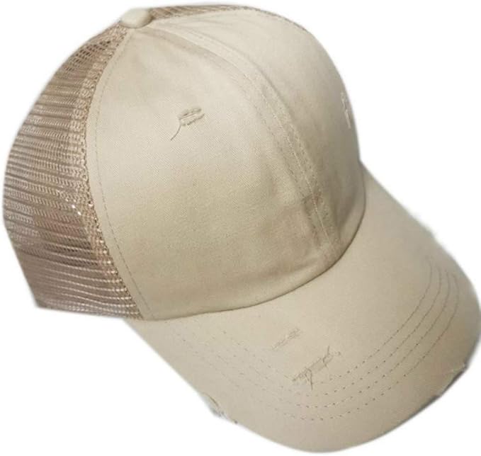 Criss Cross Hat Washed Distressed Baseball Cap Ponytail Hat High Messy Bun Ponycap for Women