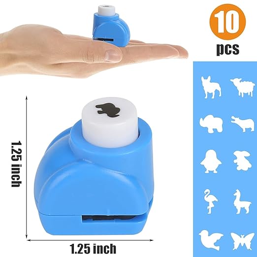 LOVEINUSA 10 PCS Land Animal Shaped Craft Hole Punch Set - Image 2