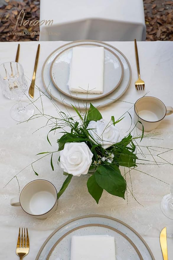 Floroom Artificial Flowers 25pcs Real Looking White Foam Fake Roses - Image 5