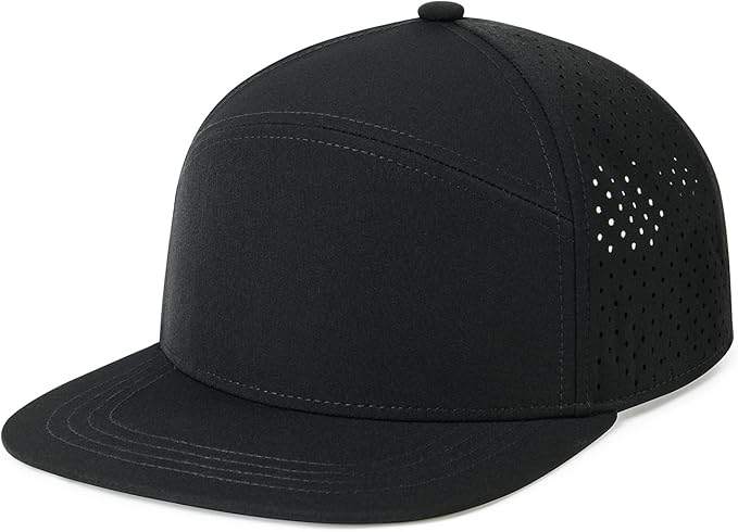 FEINION Men Flat Brim Adjustable Performance Hat Snapback Laser Perforated Baseball Cap