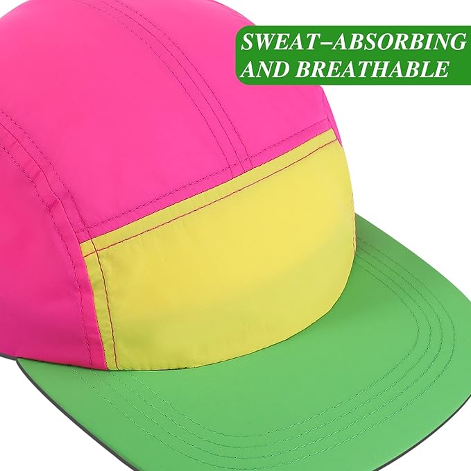 Cindeer 80s 90s Neon Hat Nylon Cap Retro Adjustable Cap for Women Men 80s Costumes Accessories 90s Theme Party