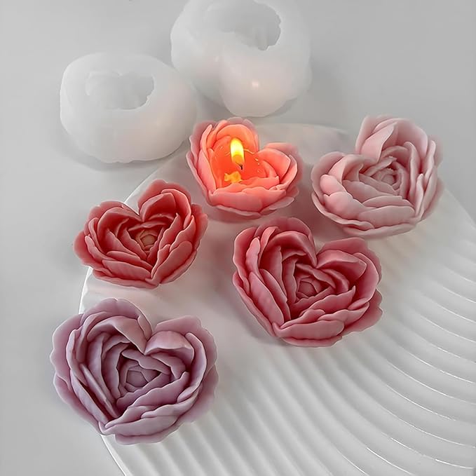 2Pack Heart Candle Mold, Heart Rose Silicone Molds - Image 3