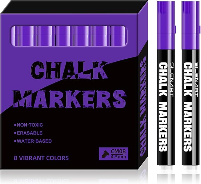 SILENART Purple Chalk Markers for Blackboard, Liquid Chalk Marker Pen for by SILENART-THEARTOFSILENCE
