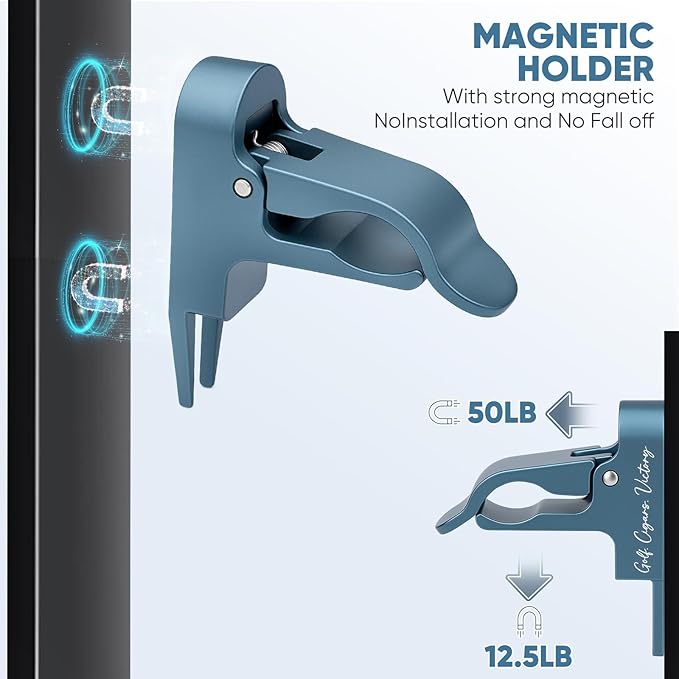 Magnetic Golf Holder Clip with Divot Tool Hold Item in The Grass for Golf Cart Aluminum Alloy Stand Clip - Universal Golf Cart Hold 30-60 Rings Magnetic Clip Golf Gifts Golf Accessories