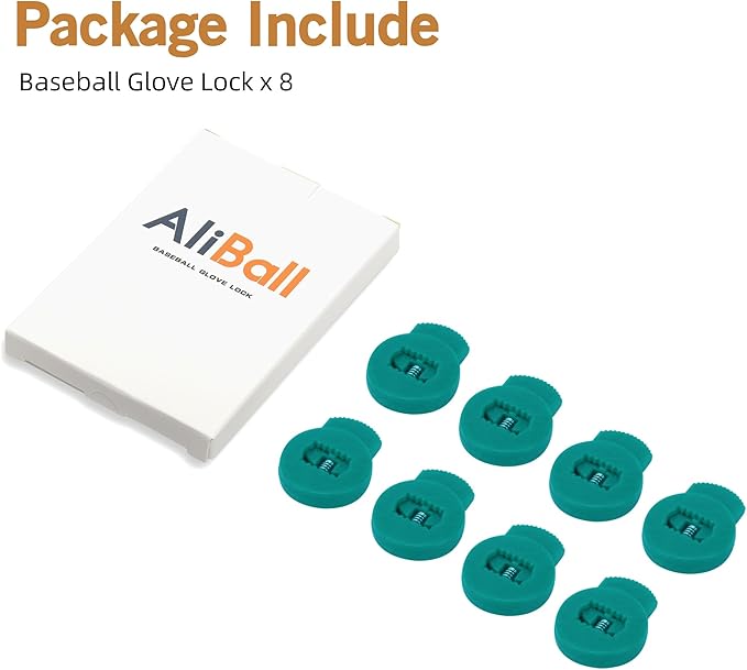 AliBall Glove Locks, Lace Locks for Baseball Glove 8 Pack, Never Need Thying Knots Again, Strong Elasticity, Made Plastic and Springs, Fits All Gloves, Baseball Gloves Accessories