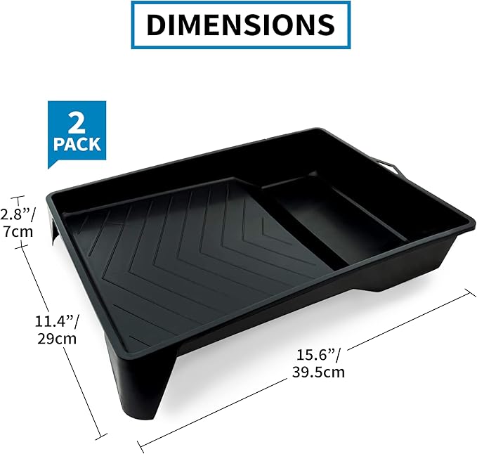 Precision Defined Paint Trays 9-Inch, Paint Roller Trays Set 2-Pack, Plastic - Image 2