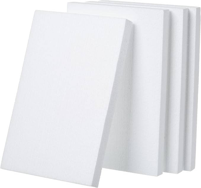 Crafare 12X8X1 Inch Craft Foam Blocks 4 Pack Polystyrene Foam Sheet Rectangle by Crafare