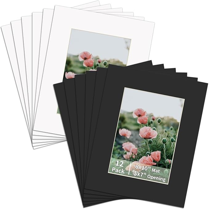 ZBEIVAN 12 Packs White and Black Colors 8x10 Picture Frame Mats by ZBEIVAN