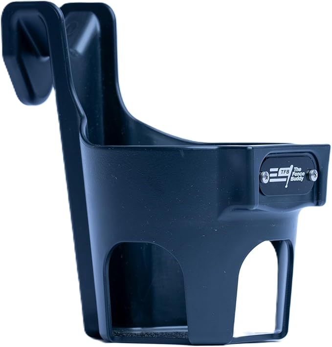 Fence Cup Holder | Drink Holder for Chain Link Fence | Fits Stanley, Yeti & Gatorade | Baseball Dugout, Softball, Pickleball & Tennis | Made in USA | The Fence Buddy (Black)