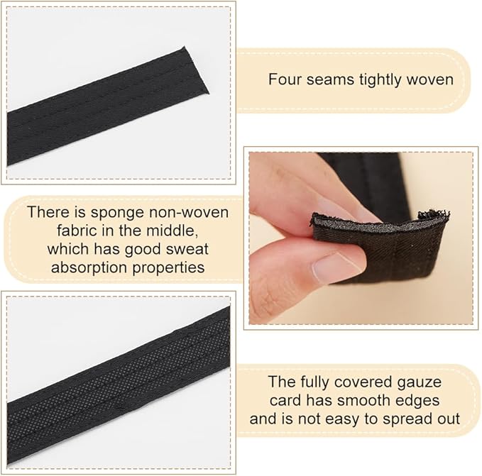 BENECREAT 16.4Yard Golf Hat Sweat Liner with Four Lines of Indentation 1.2inch Hat Liner Tape for Baseball Tennis Hat Sewing