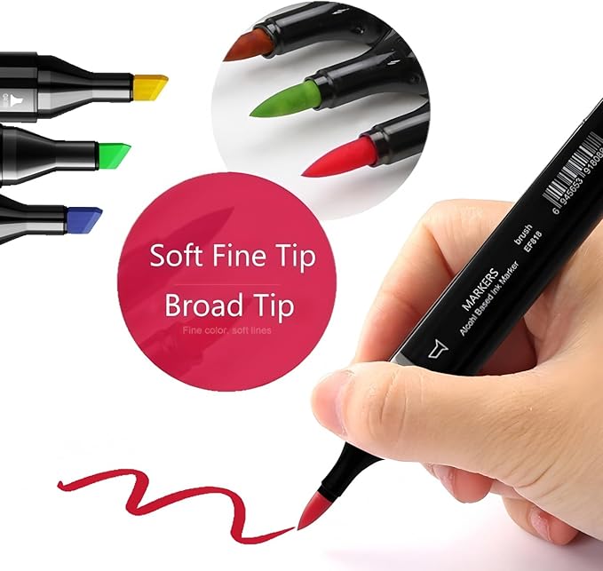 6 Pack Grey Gray Alcohol Markers, Cool Grey Double Tipped Soft Fine Tips and - Image 2