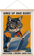 Funny Reading Cat Poster Hanger, Reading Nook Library Decor Wall Decor by Unknown