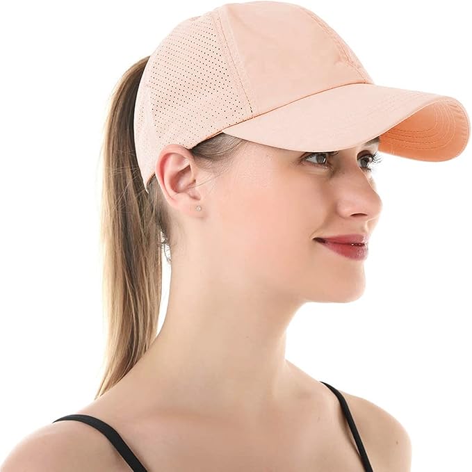 HGGE Womens Criss Cross Ponytail Baseball Cap Adjustable High Messy Bun Ponycap Quick Drying Hat