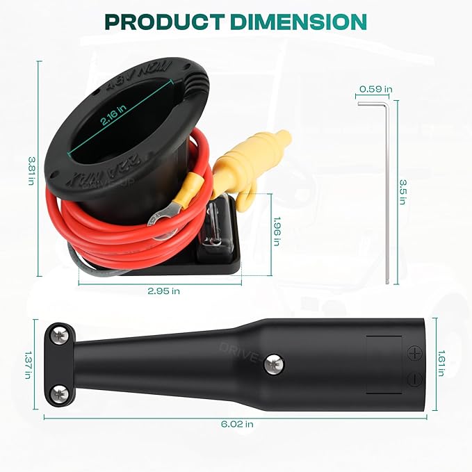 DRIVE UP 48V Club Car Charger Receptacle Charger Plug for Club Car DS Modes, Golf Cart Charging Port with Cord and Club Car Plug OEM 101828901 101802101