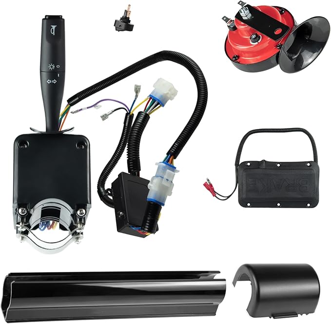 Golf Cart Turn Signal Kit with Horn Brake Light Switch 9-Pin Plug Deluxe Upgrade Wiring Harness - 12V Street Legal Light Kit for Club Car DS Precedent Tempo EZGO TXT RXV