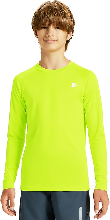 DEVOROPA Youth Boys Compression Shirt Long/Short Sleeve Football Baseball Undershirt Quick Dry Kids Sports Baselayer Crewneck